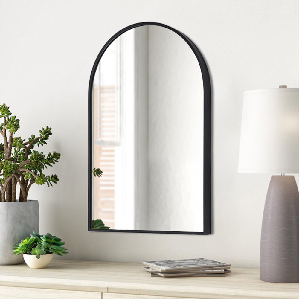 Arched Wall Mirror in Black Aluminum Alloy Frame
