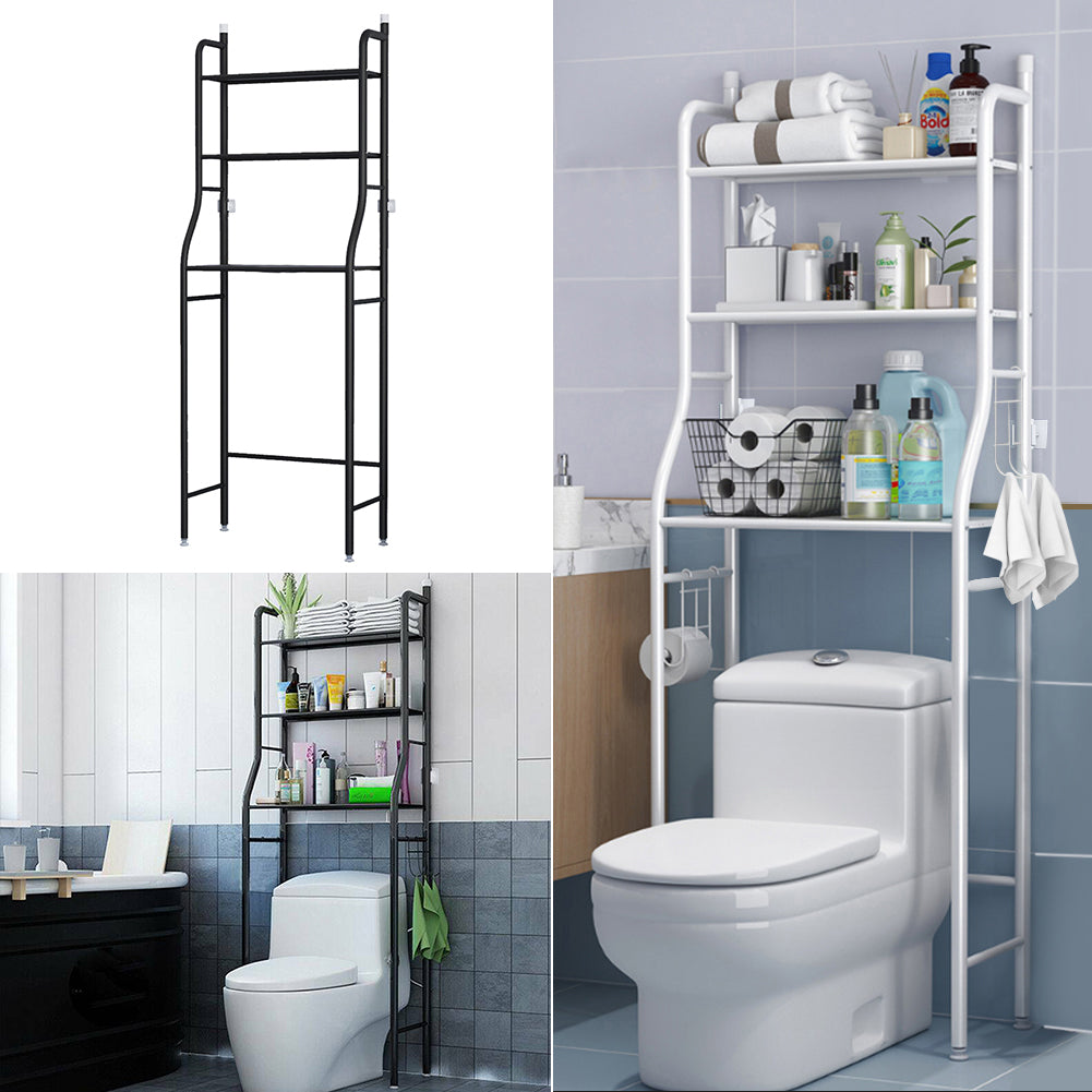 3 Tiers Metal Bathroom Organizer Over Toilet Rack Storage Shelves Black