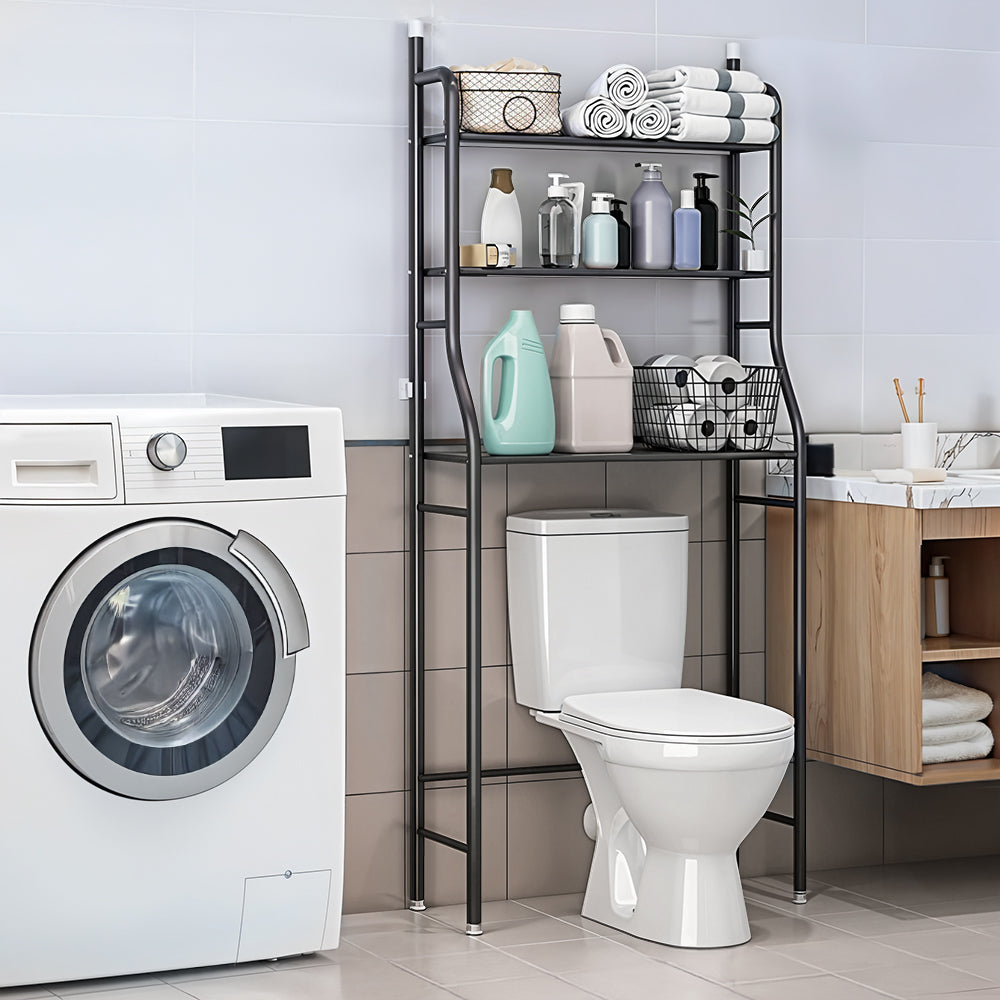 3 Tiers Metal Bathroom Organizer Over Toilet Rack Storage Shelves Black