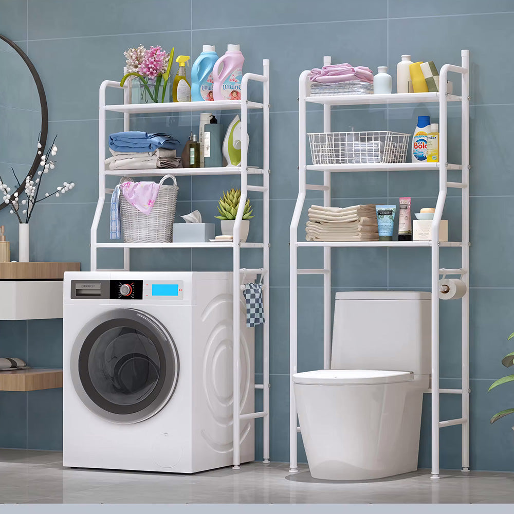 3 Tiers Metal Bathroom Organizer Over Toilet Rack Storage Shelves White