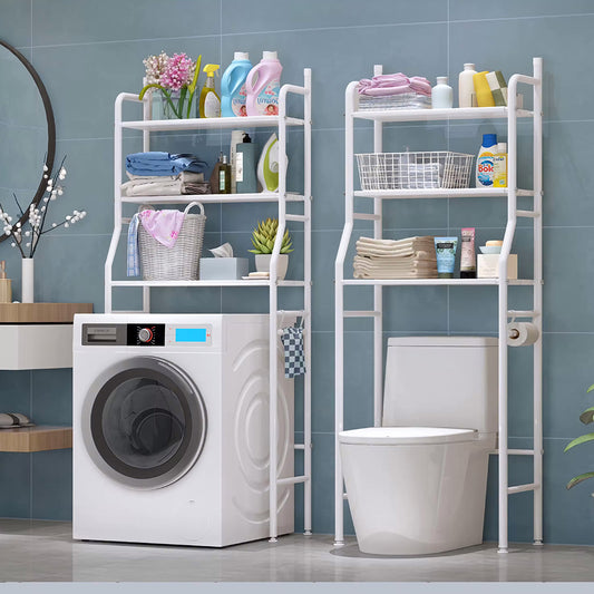 3 Tiers Metal Bathroom Organizer Over Toilet Rack Storage Shelves White