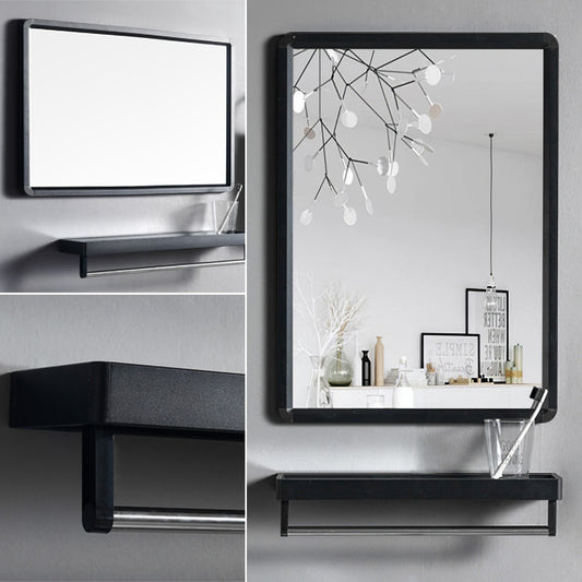 Black Bathroom Mirror with Shelf