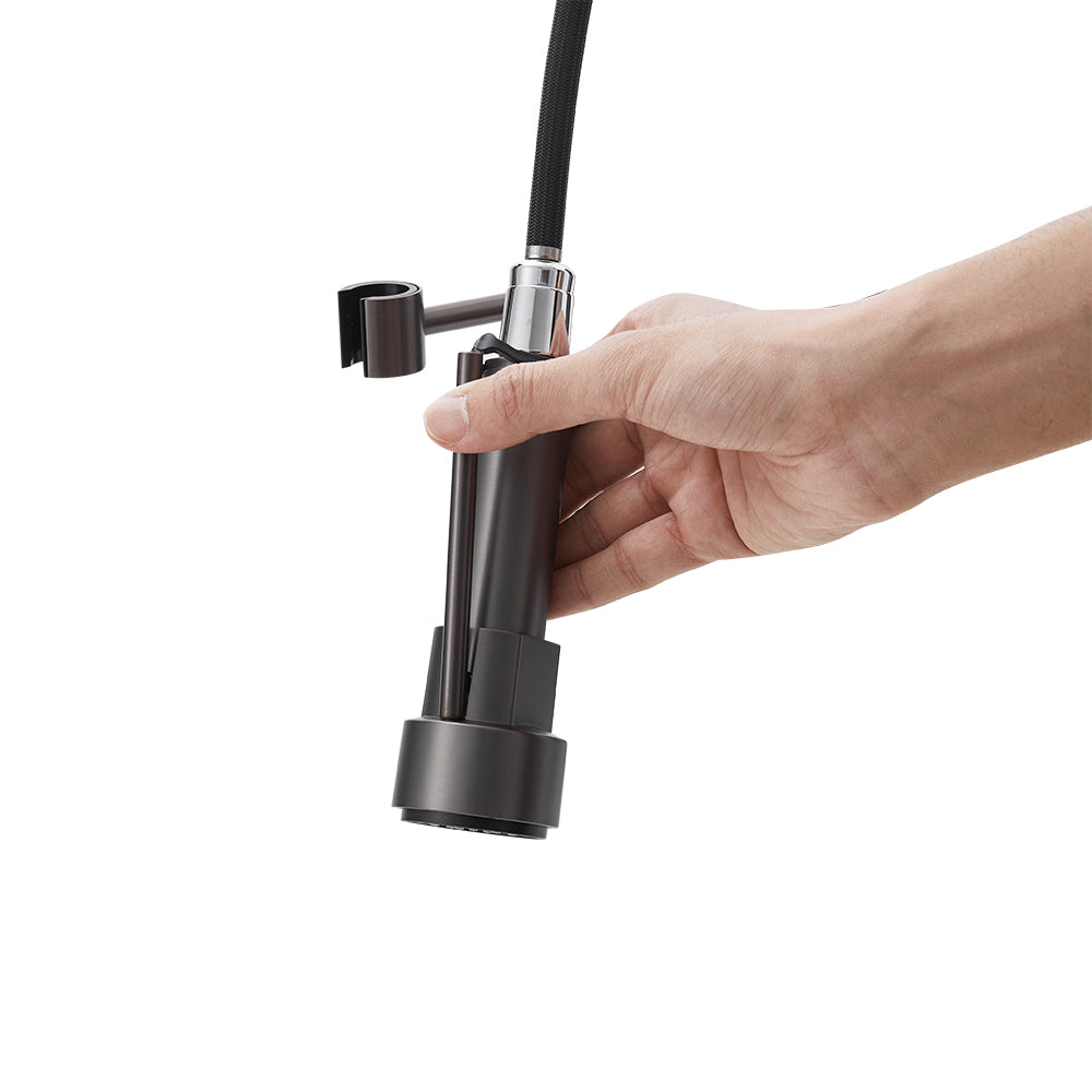 Stainless Steel Kitchen Faucet with Pull Down Spring Spout and Pot Filler