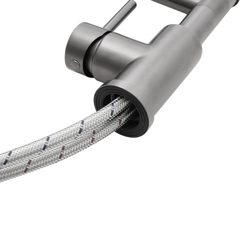Stainless Steel Kitchen Faucet with Pull Down Spring Spout and Pot Filler